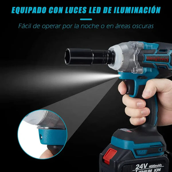 KIT LLAVE DE IMPACTO 128V + ACESSORIOS + 2 BATERIAS DE REGALO